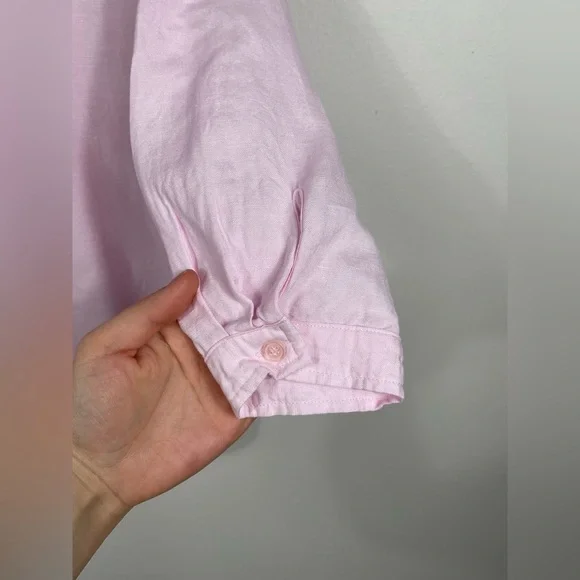 Joan Vass NY Elegant Pink Button Down Women's Shirt Linen Work Career Size M - Picture 4 of 16